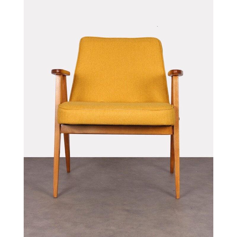 Pair of vintage 366 yellow chairs by Jozef Chierowski