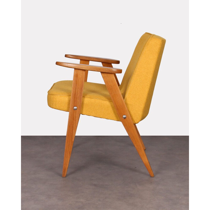 Pair of vintage 366 yellow chairs by Jozef Chierowski