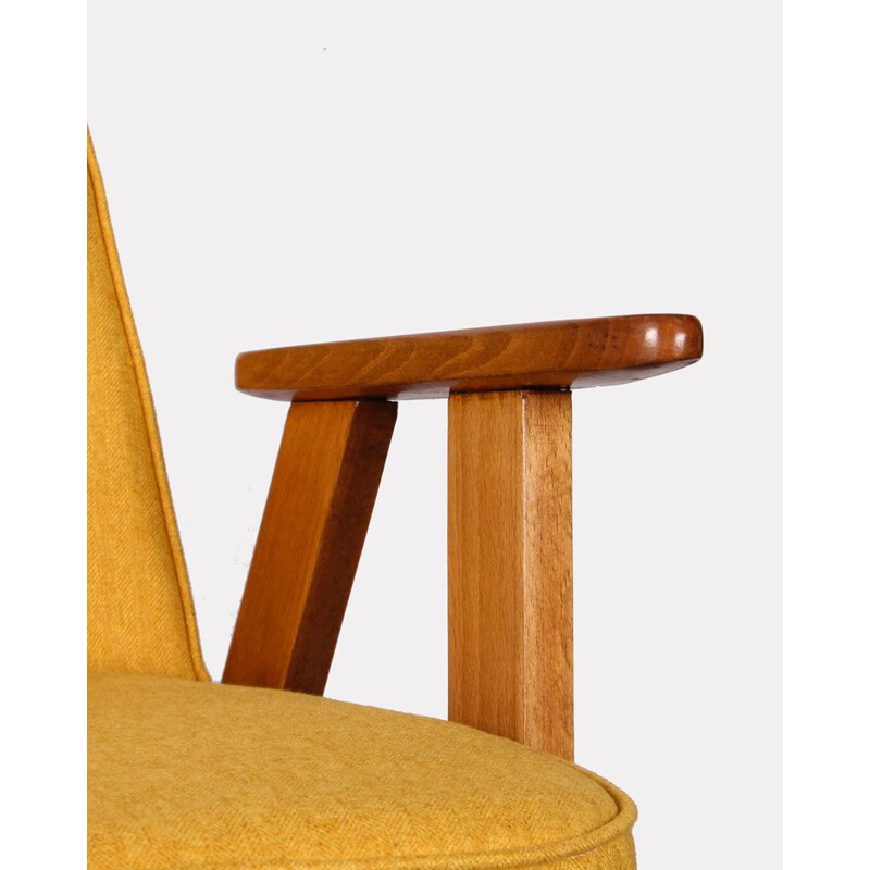 Pair of vintage 366 yellow chairs by Jozef Chierowski