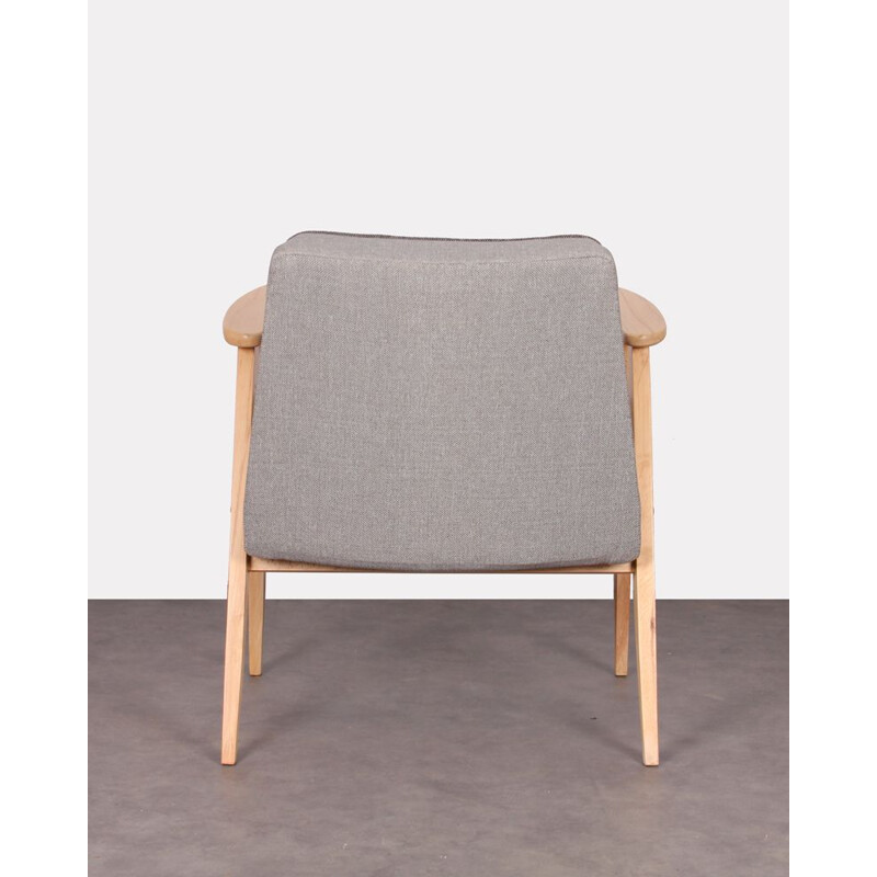 Vintage armchair by Jozef Chierowski in wood and gray fabric 1960