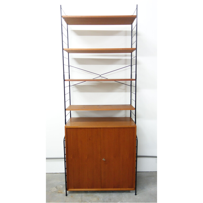 Vintage wall unit in wood and metal from Germany 1960