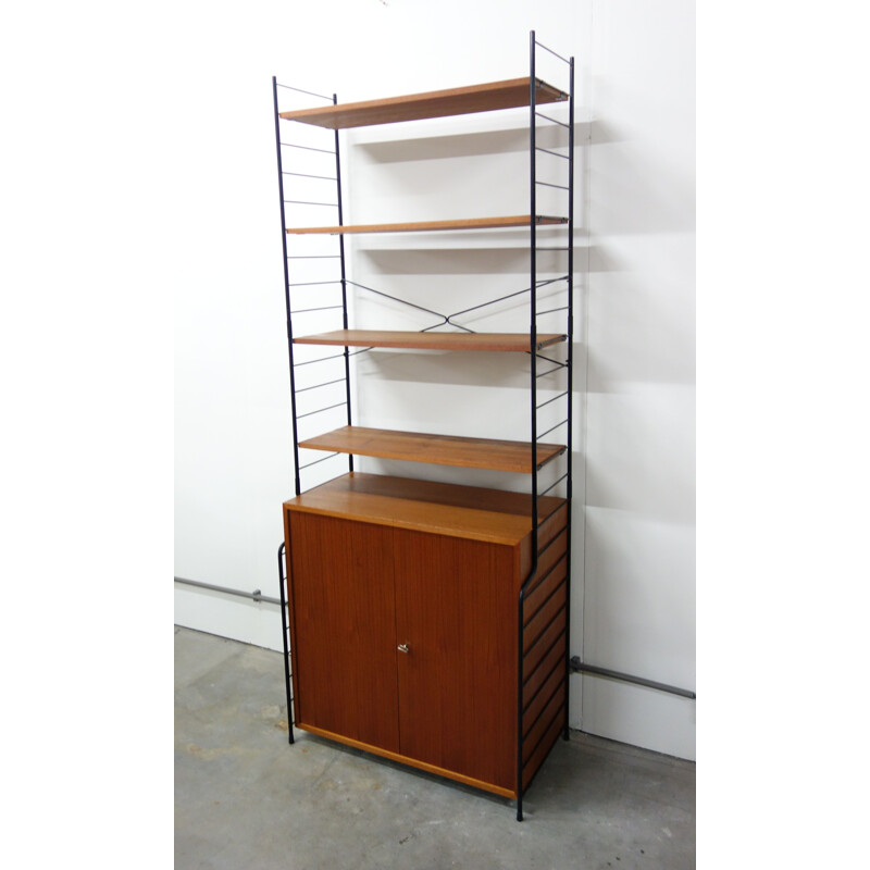 Vintage wall unit in wood and metal from Germany 1960