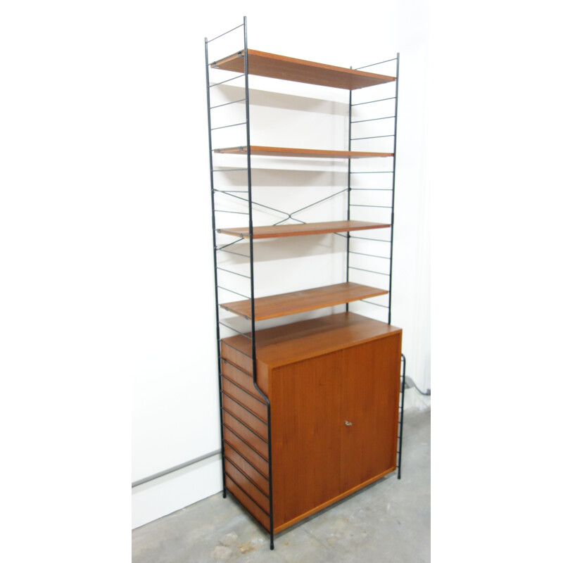 Vintage wall unit in wood and metal from Germany 1960