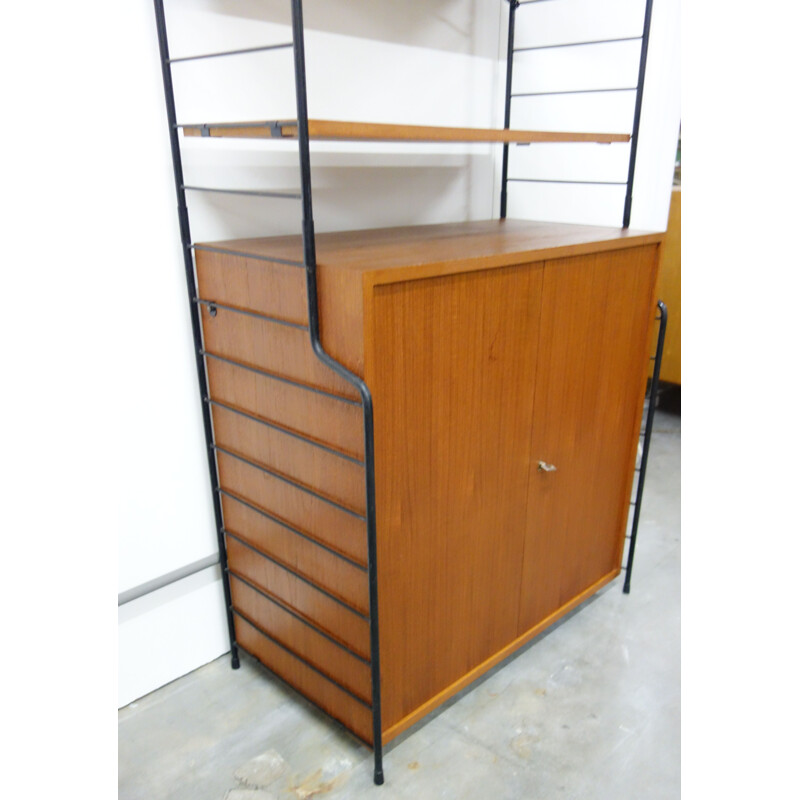 Vintage wall unit in wood and metal from Germany 1960