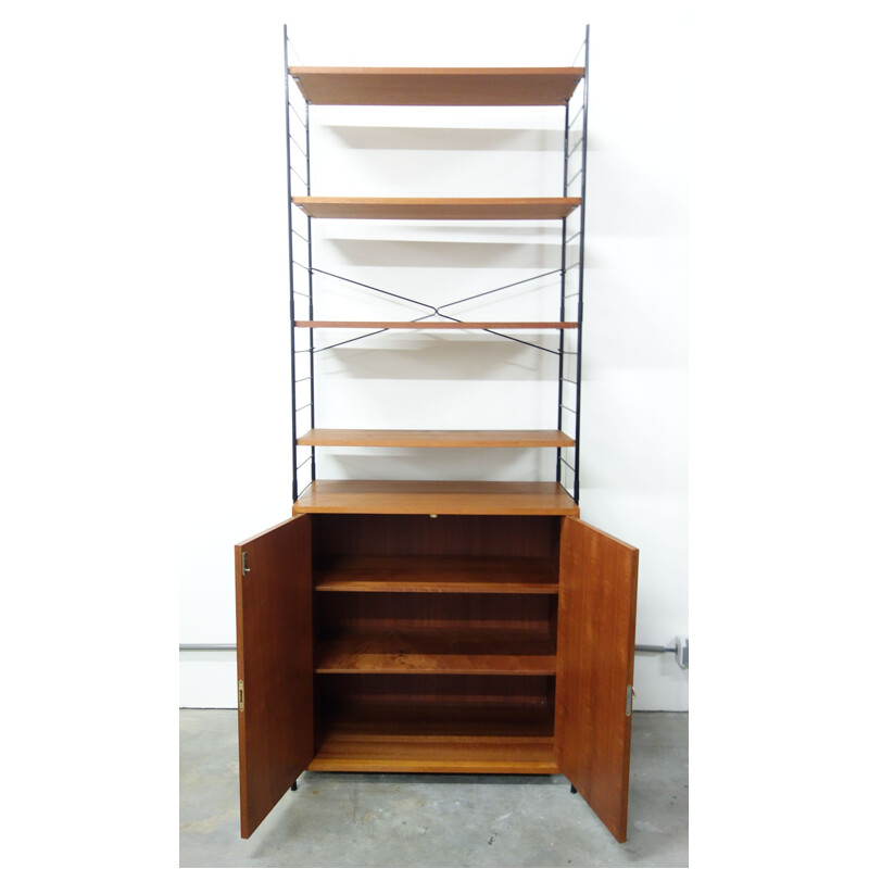 Vintage wall unit in wood and metal from Germany 1960