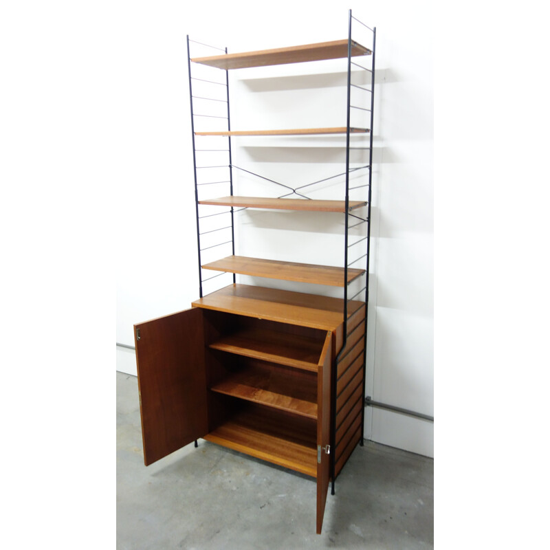 Vintage wall unit in wood and metal from Germany 1960