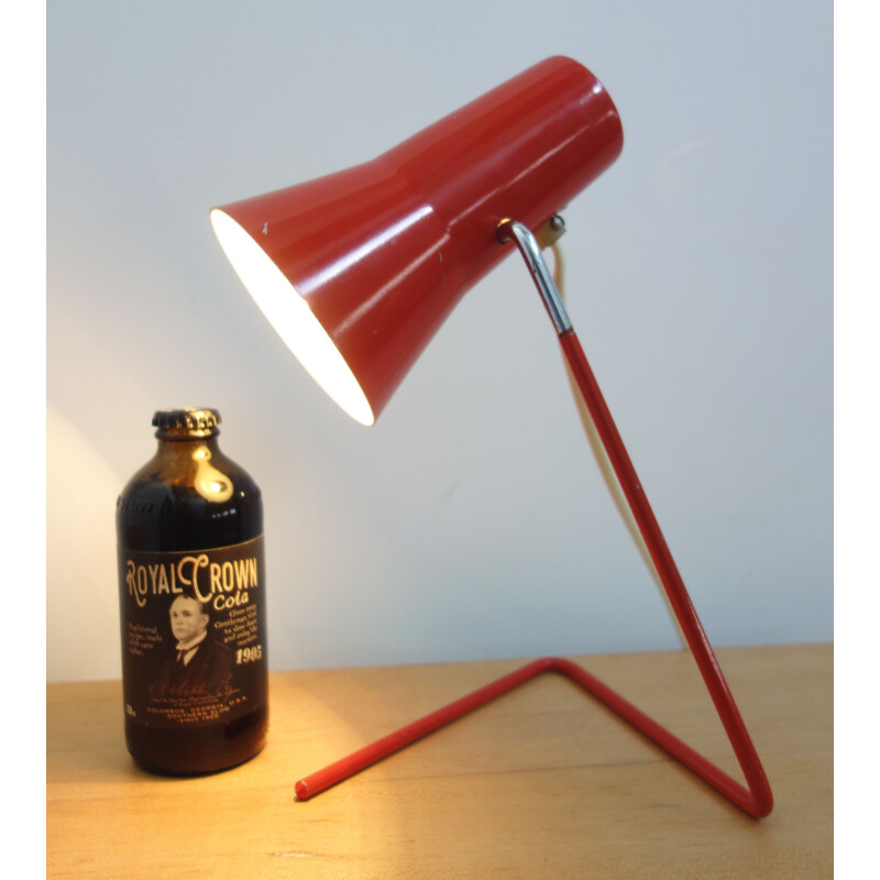 Vintage red Drupol lamp for Praha in red metal and aluminium 1960