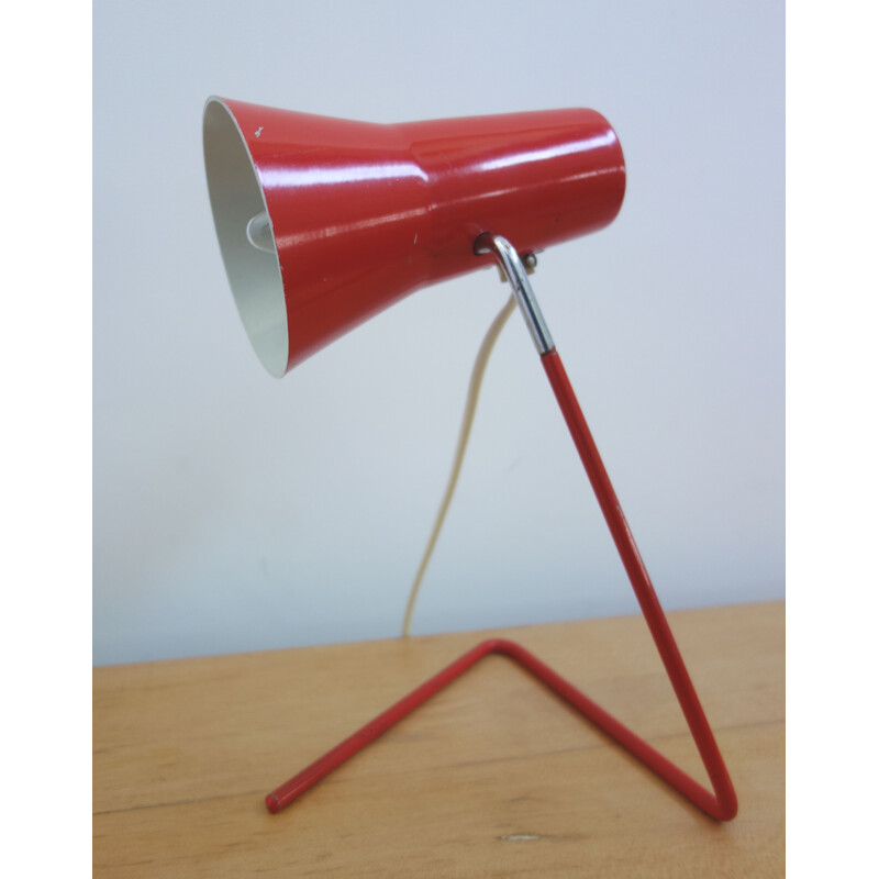 Vintage red Drupol lamp for Praha in red metal and aluminium 1960