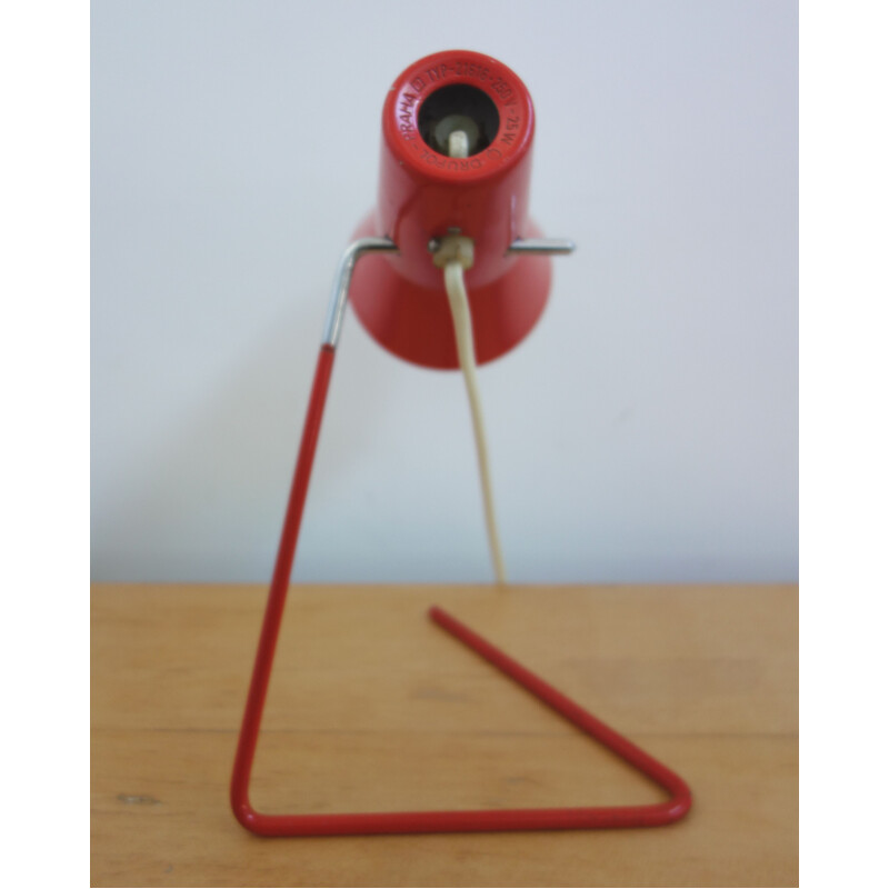 Vintage red Drupol lamp for Praha in red metal and aluminium 1960