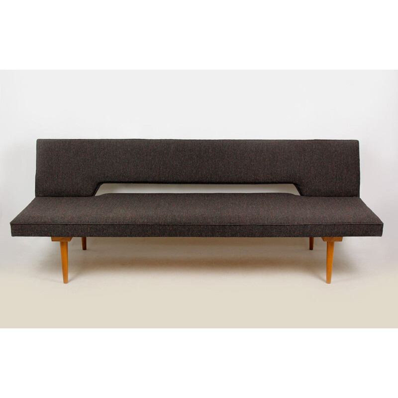 Vintage sofa by Miroslav Navratil in wood and fabric 1960s