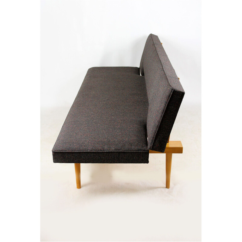 Vintage sofa by Miroslav Navratil in wood and fabric 1960s