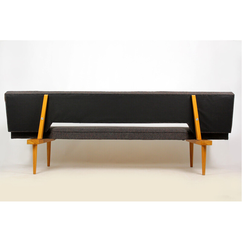 Vintage sofa by Miroslav Navratil in wood and fabric 1960s