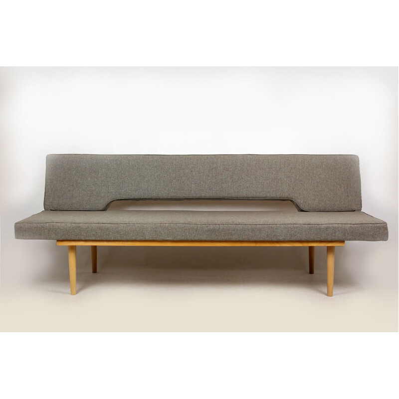 Vintage sofa by Miroslav Navratil in wood and fabric 1960s