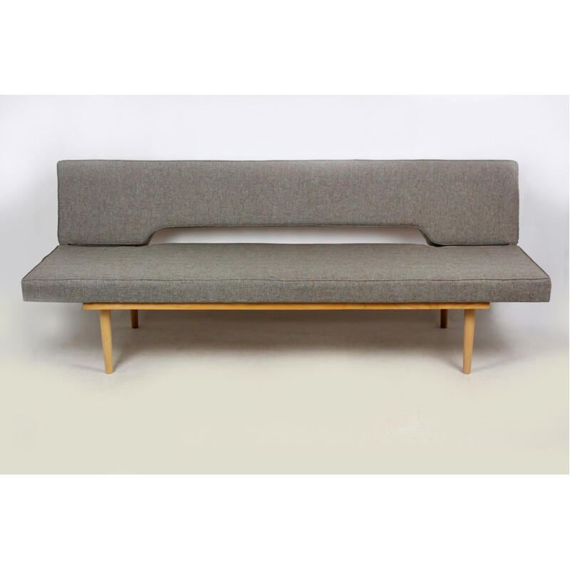 Vintage sofa by Miroslav Navratil in wood and fabric 1960s