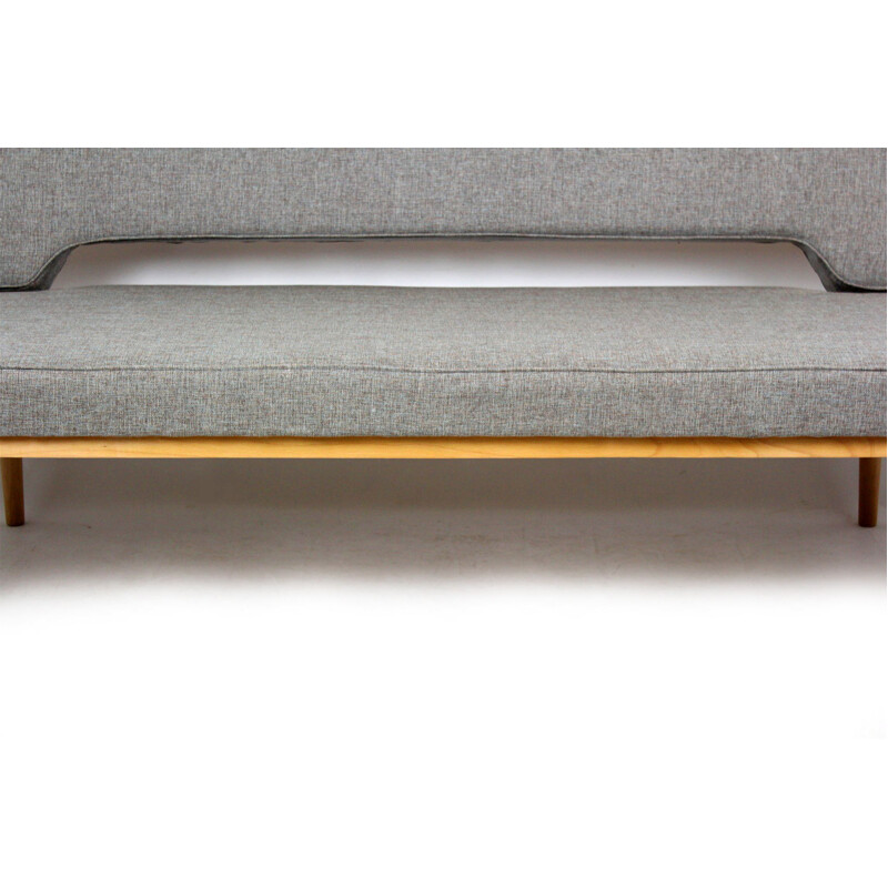 Vintage sofa by Miroslav Navratil in wood and fabric 1960s