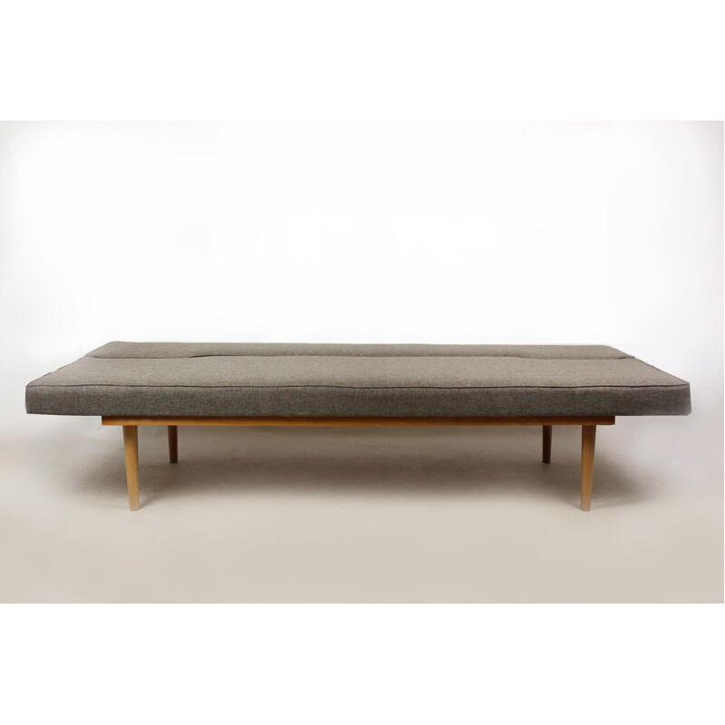 Vintage sofa by Miroslav Navratil in wood and fabric 1960s