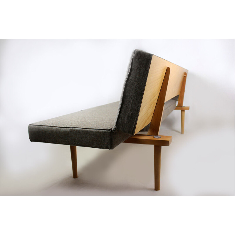 Vintage sofa by Miroslav Navratil in wood and fabric 1960s