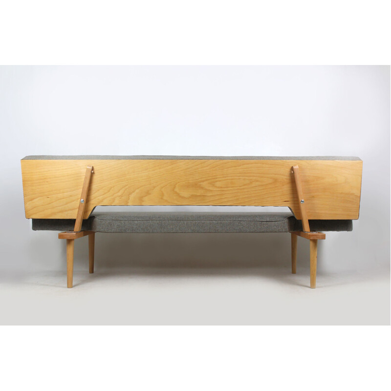 Vintage sofa by Miroslav Navratil in wood and fabric 1960s