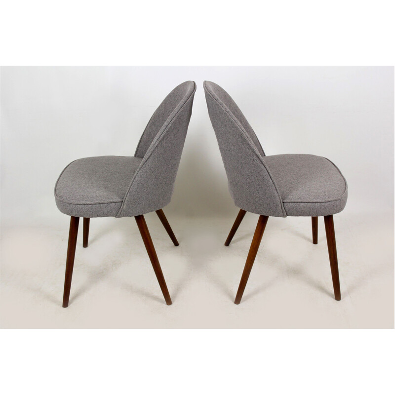 Ensemble de 2 chaises vintage pour Tatra en tissu gris et bois 1960