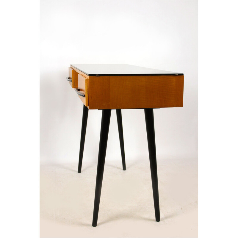 Vintage desk for UP Bučovice in wood and glass 1960s 