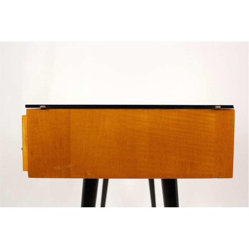 Vintage desk for UP Bučovice in wood and glass 1960s 