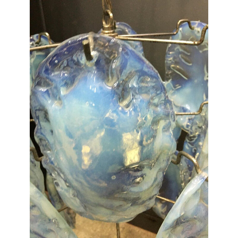 Vintage blue chandelier by Vistosi in Murano glass 1970