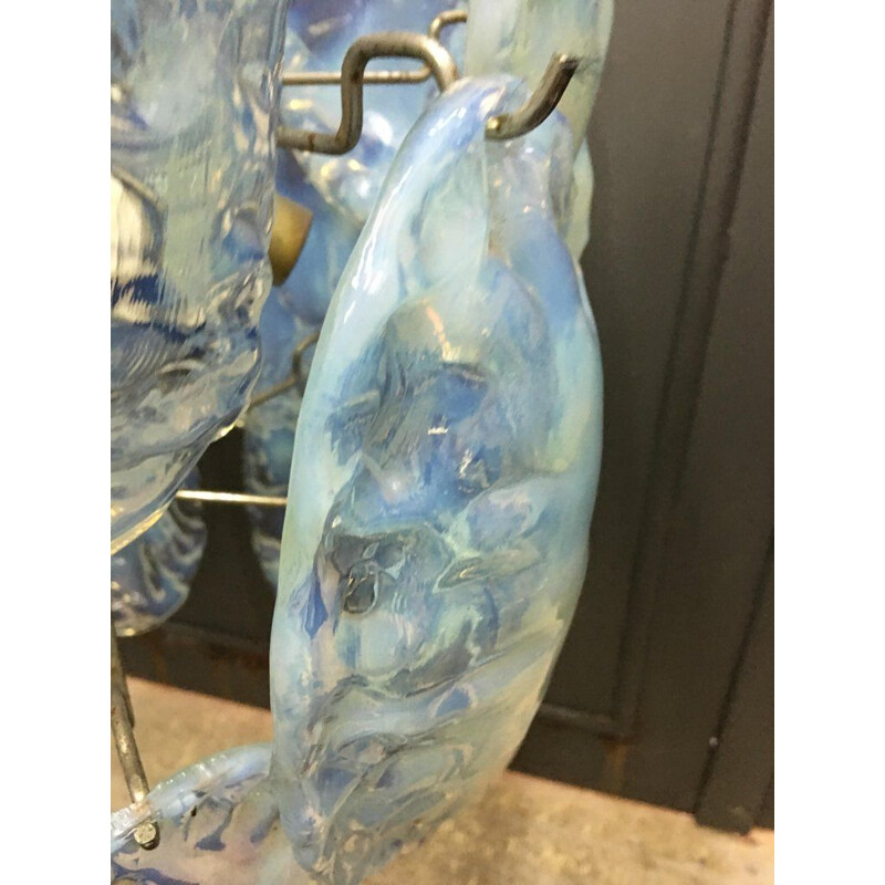 Vintage blue chandelier by Vistosi in Murano glass 1970