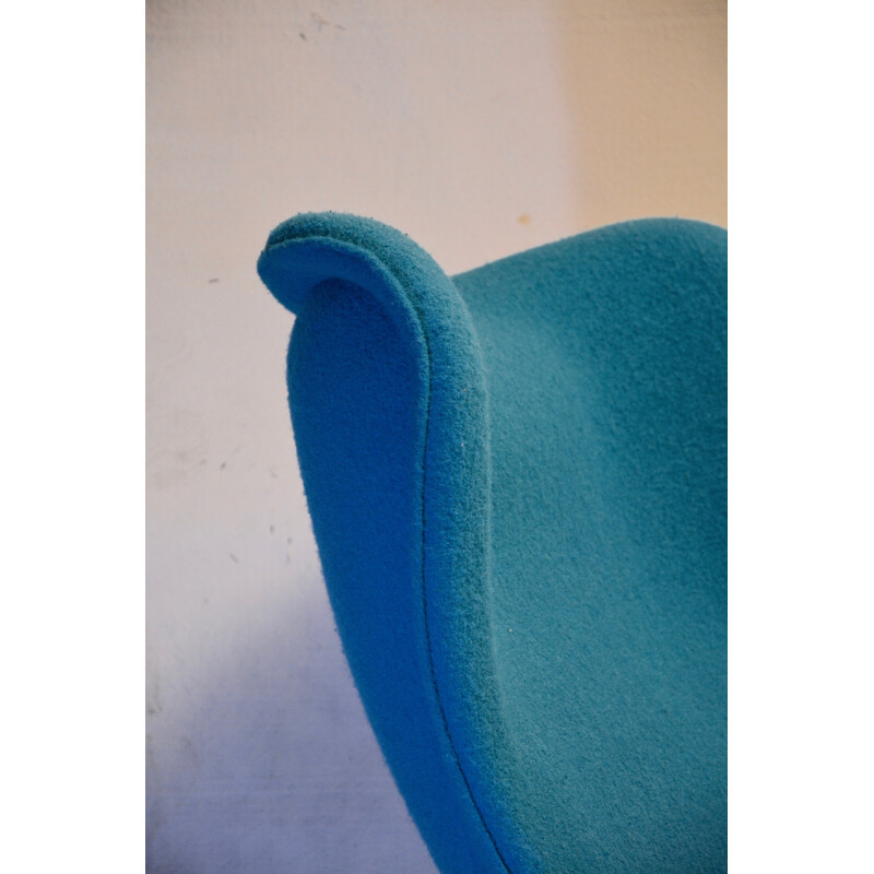 Lounge chair Madame in blue wool and metal, Fritz NETH - 1950s