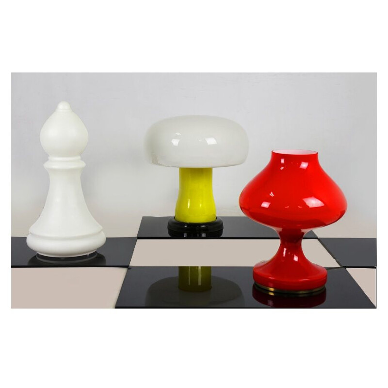 Vintage Chess glass lamp for Osvětlovací Sklo Valašské Meziříčí 1970s