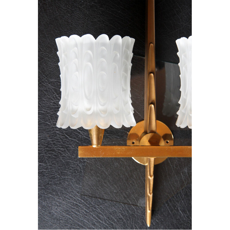 Vintage double wall light in brass