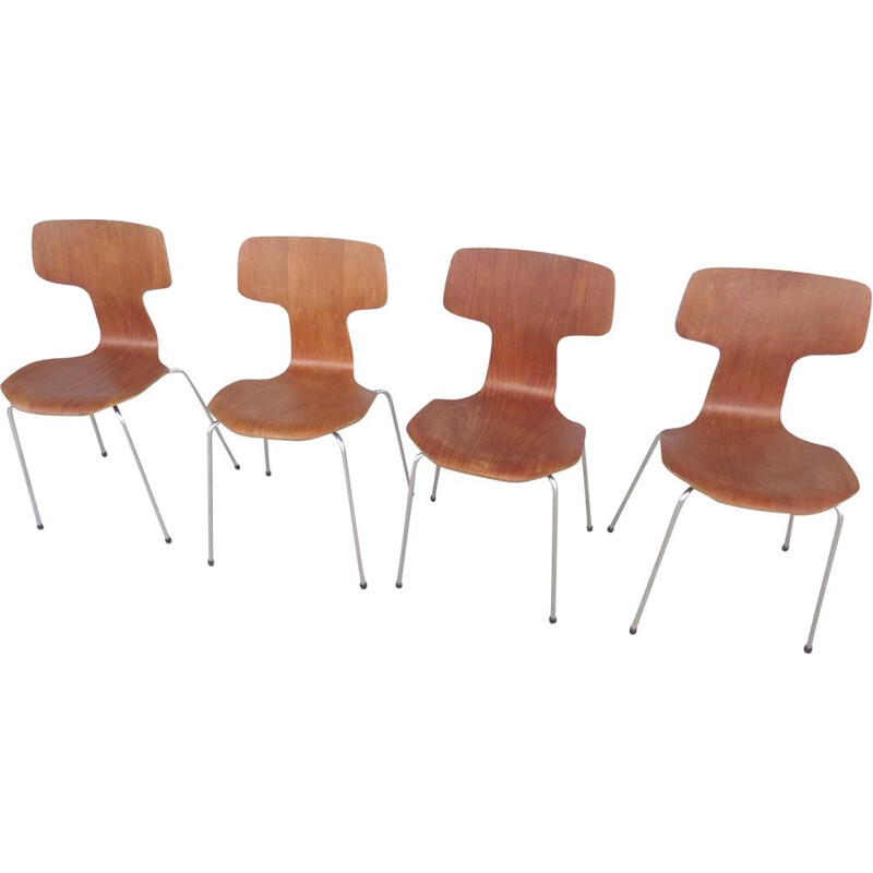 Set of 4 vintage chairs "3103" by Arne Jacobsen for Fritz Hansen