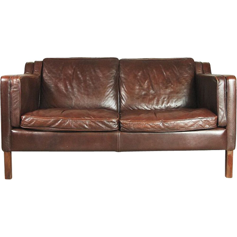 Vintage 2-seater sofa in brown leather