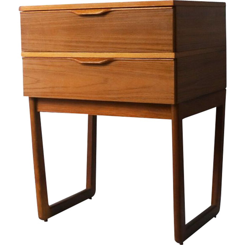 Vintage bedside chest of drawers in teak