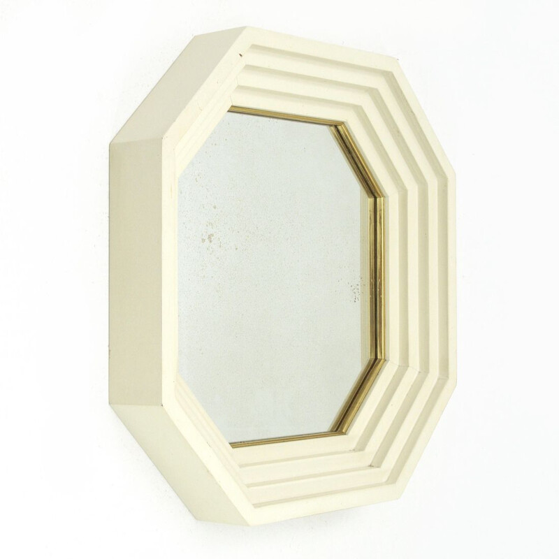 Vintage white mirror by Carlo de Carli