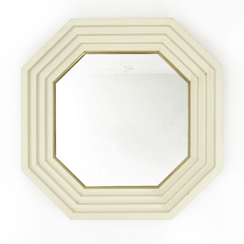 Vintage white mirror by Carlo de Carli