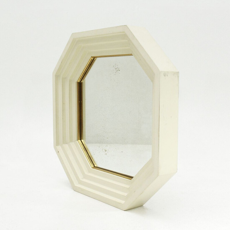 Vintage white mirror by Carlo de Carli