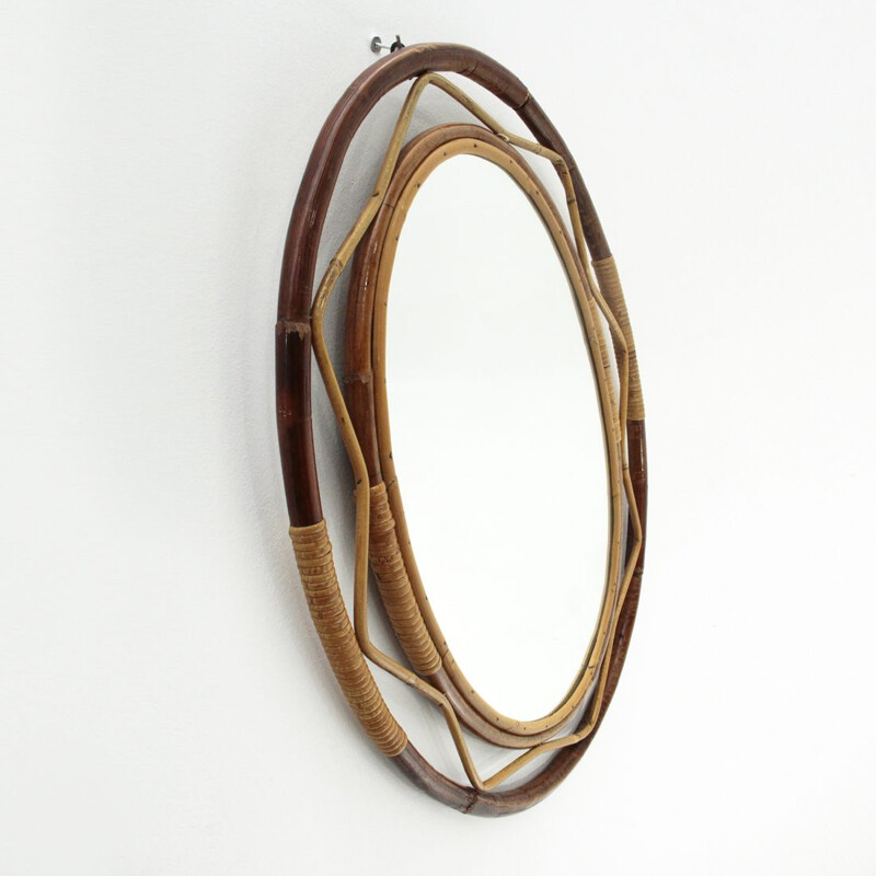 Vintage Italian mirror in rattan