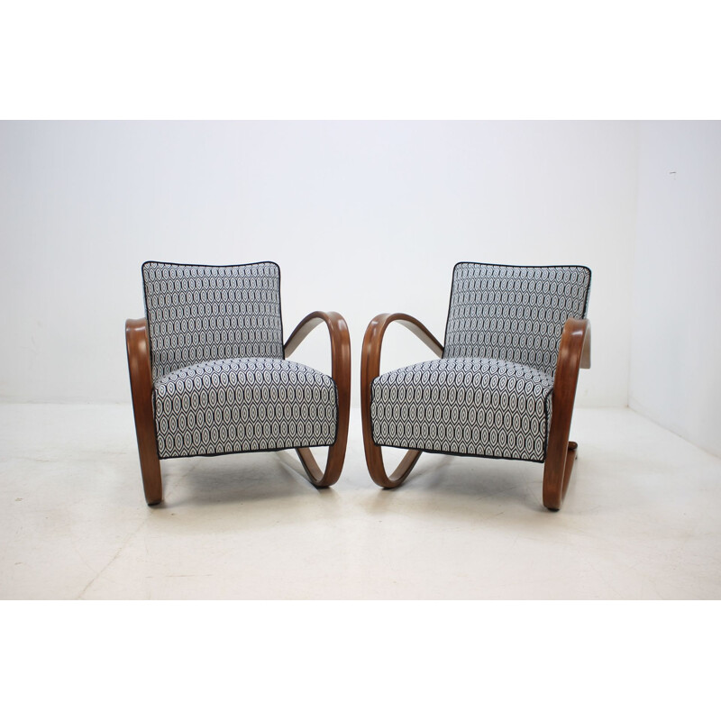 Pair of vintage wooden armchairs by Jindrich Halabala