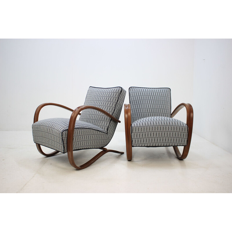 Pair of vintage wooden armchairs by Jindrich Halabala