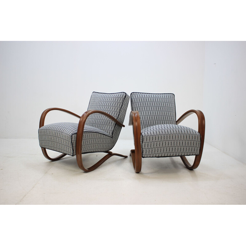 Paire de fauteuils vintage en bois par Jindrich Halabala