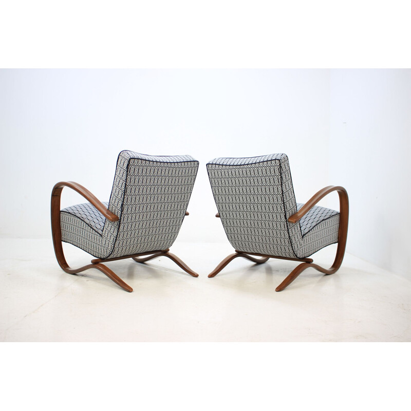 Pair of vintage wooden armchairs by Jindrich Halabala