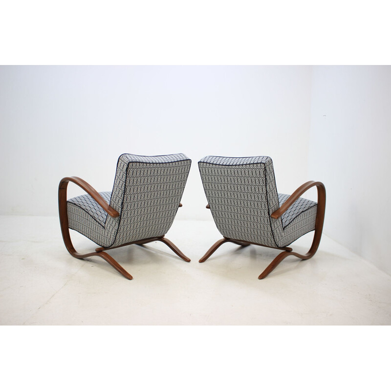 Pair of vintage wooden armchairs by Jindrich Halabala