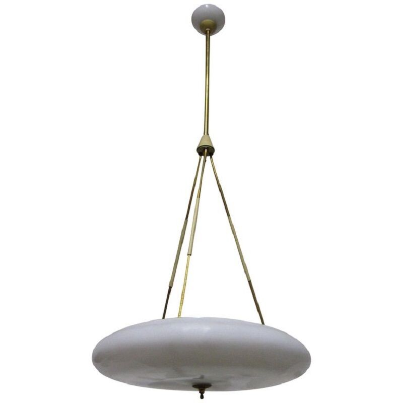 Suspension blanche vintage en laiton