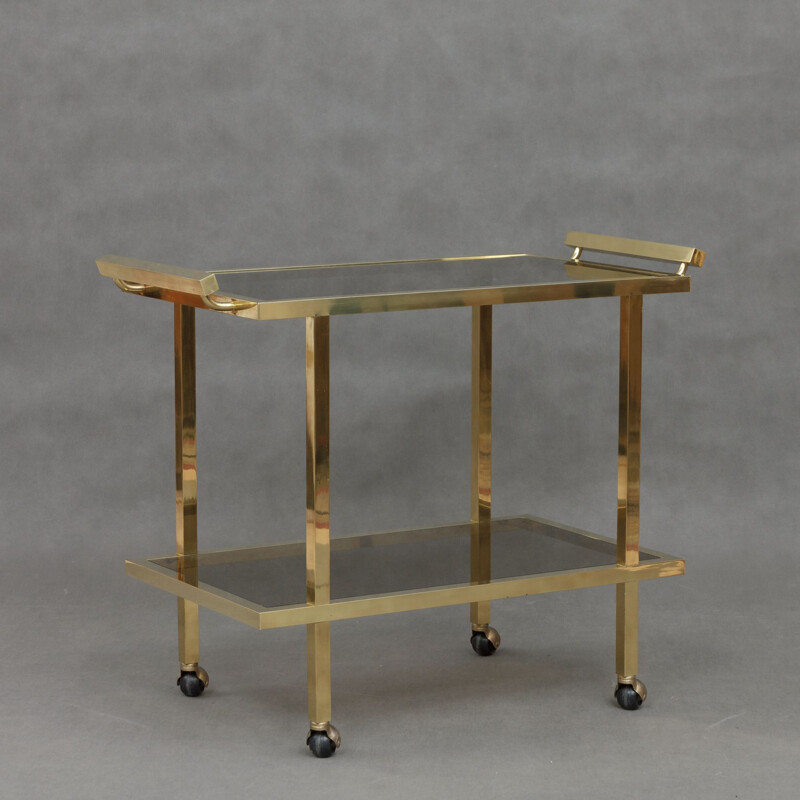 Vintage Italian polished brass bar trolley