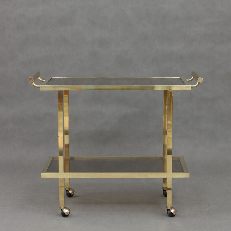 Vintage Italian polished brass bar trolley