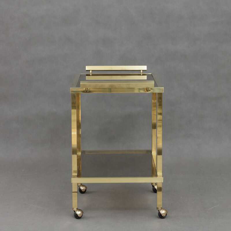 Vintage Italian polished brass bar trolley