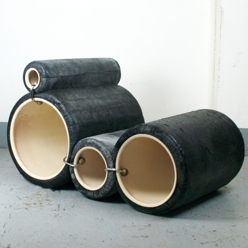 Vintage black Tube armchair by Joe Colombo