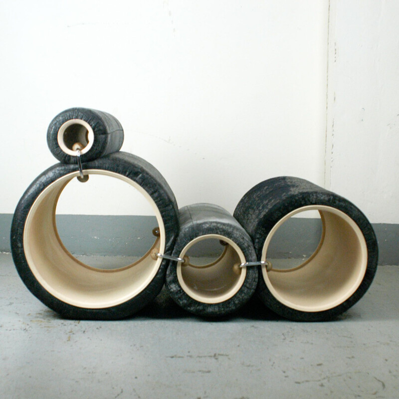 Vintage black Tube armchair by Joe Colombo