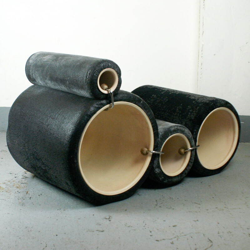 Vintage black Tube armchair by Joe Colombo