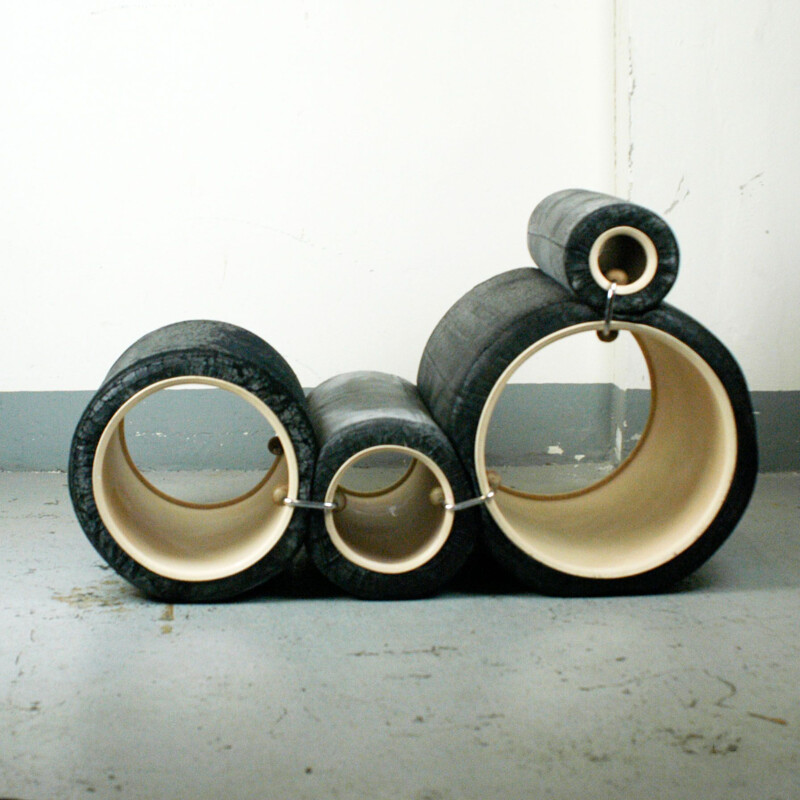 Vintage black Tube armchair by Joe Colombo